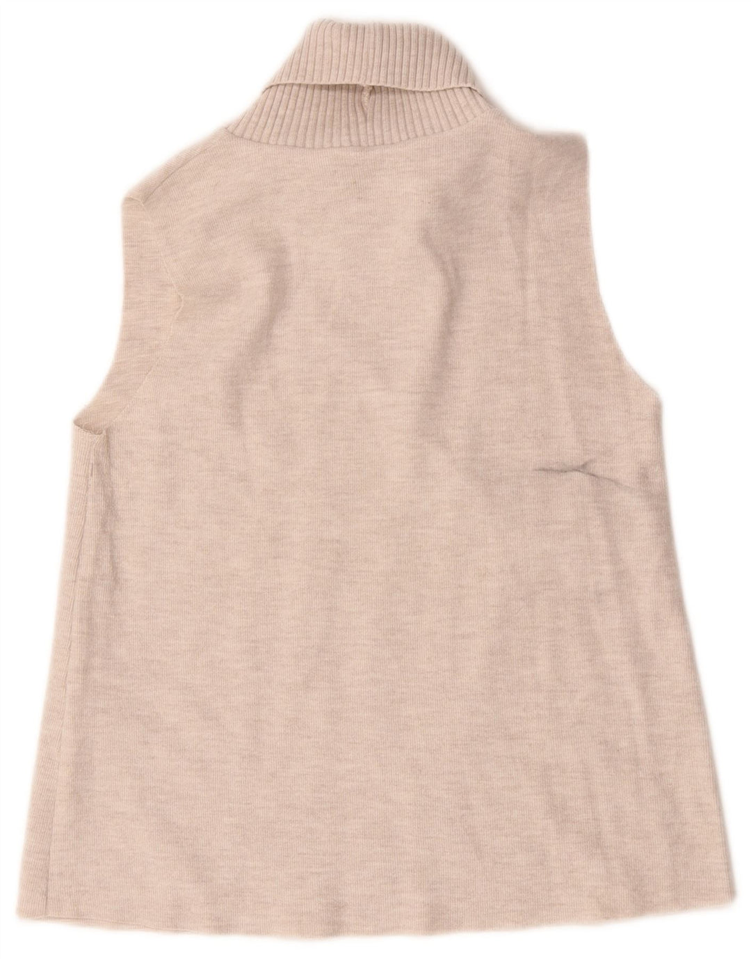 Zara Womens Roll Neck Vest Top Reino Unido 12 Algodão Bege Médio
