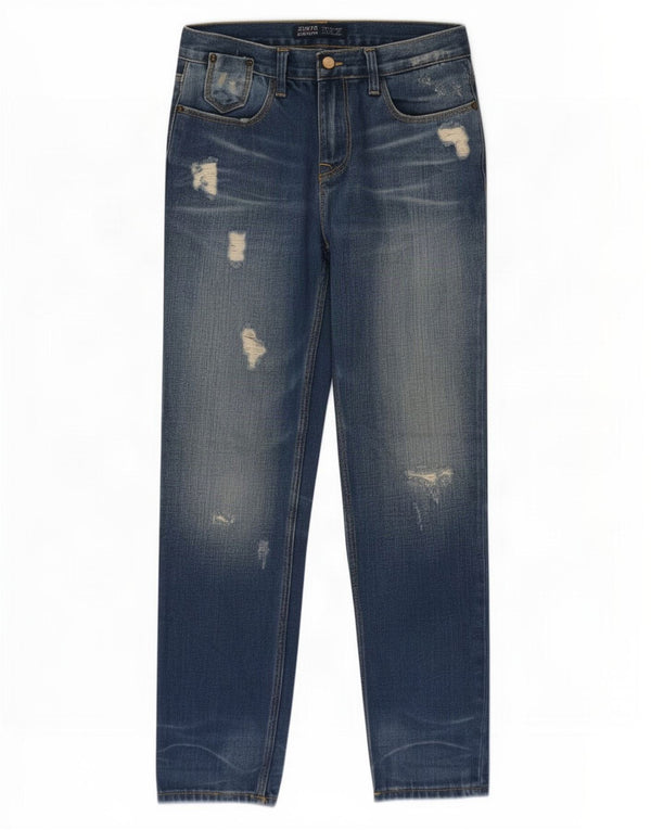 Zara Jeans femininos desgastados slim EU 34 2XS W24 L26 azul