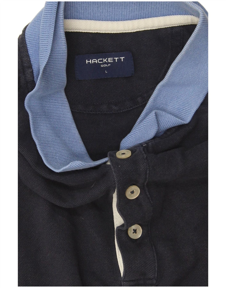 Camisa polo masculina Hackett grande algodão colorblock azul marinho