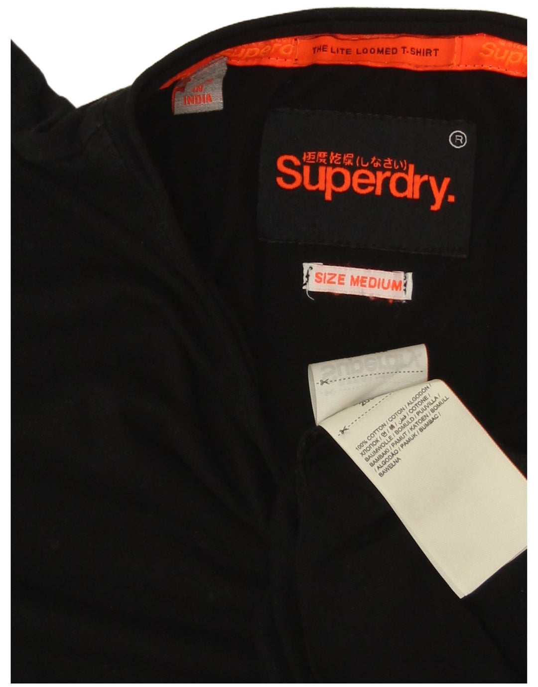 Camiseta masculina SUPERDRY Top médio algodão preto