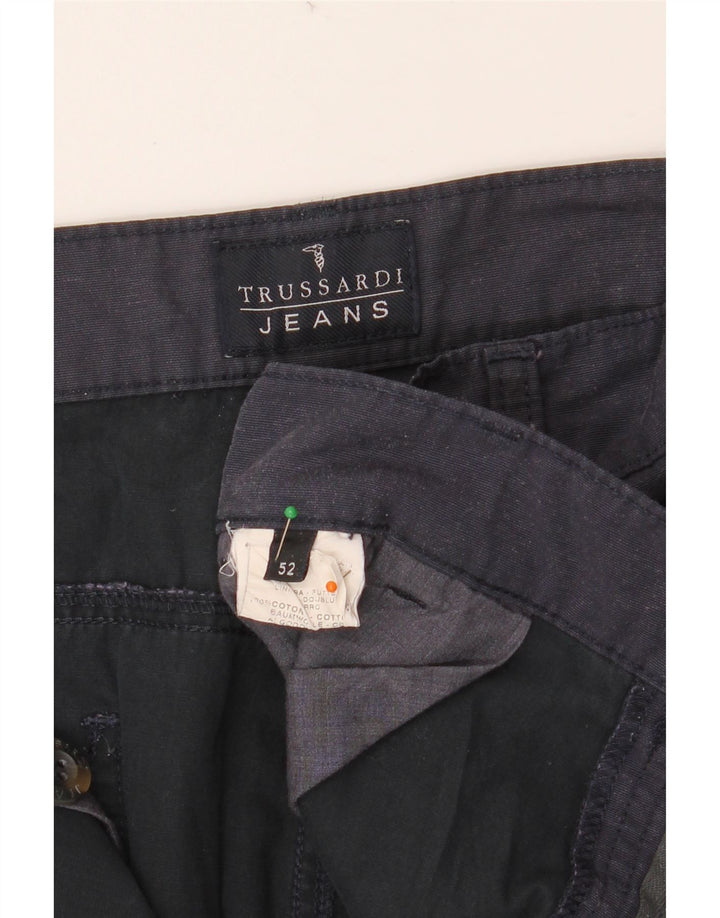 Calça chino reta masculina TRUSSARDI IT 52 XL W36 L34 algodão azul marinho