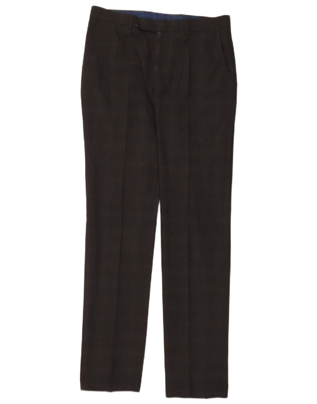 Calça masculina Marks & Spencer Super Slim Fit W32 L33 cinza xadrez