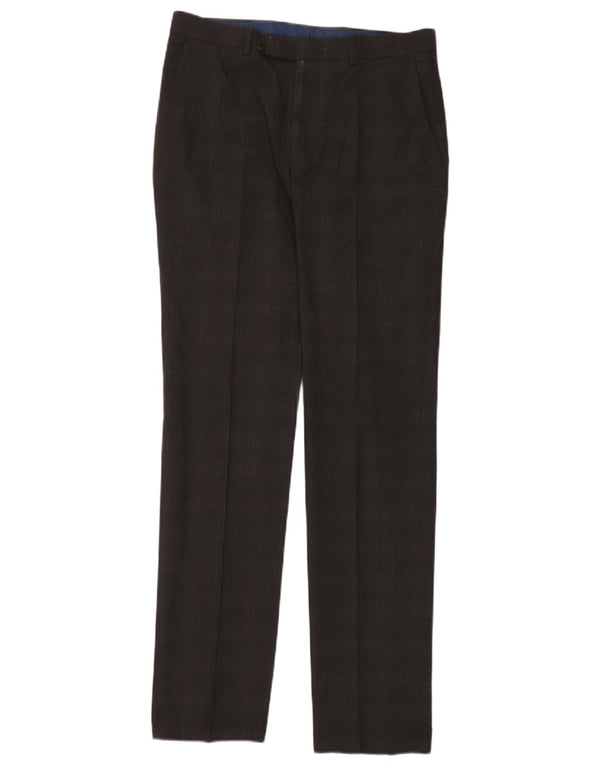 Calça masculina Marks & Spencer Super Slim Fit W32 L33 cinza xadrez