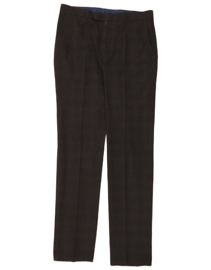 Calça masculina Marks & Spencer Super Slim Fit W32 L33 cinza xadrez
