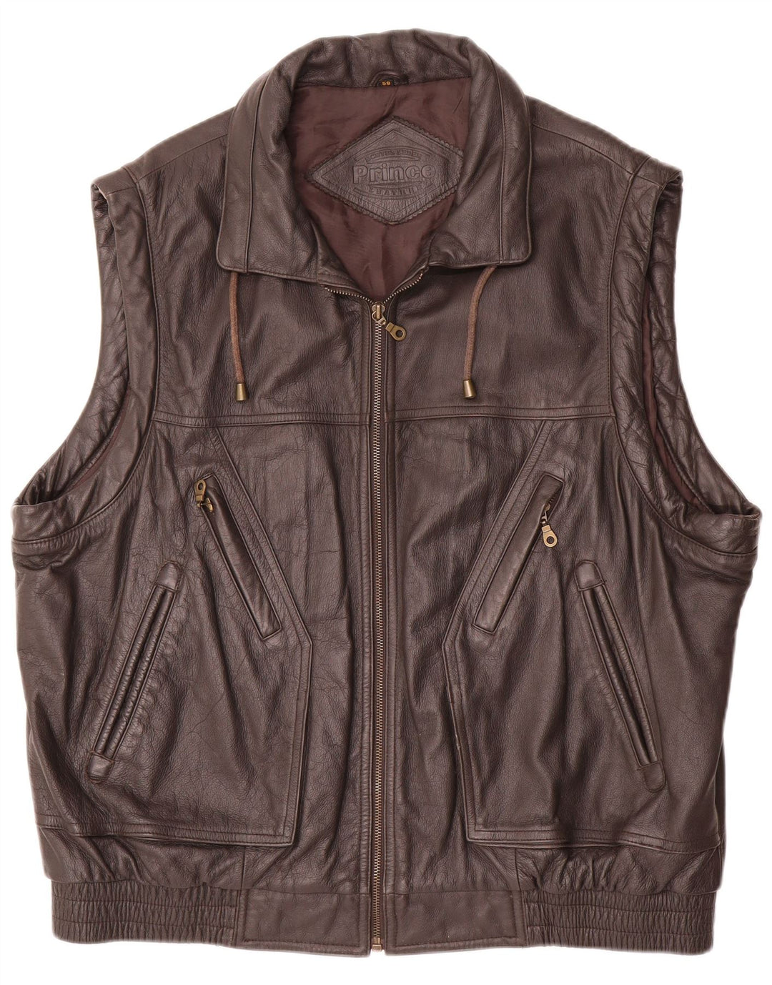 Colete de couro masculino Prince IT 58 4XL marrom