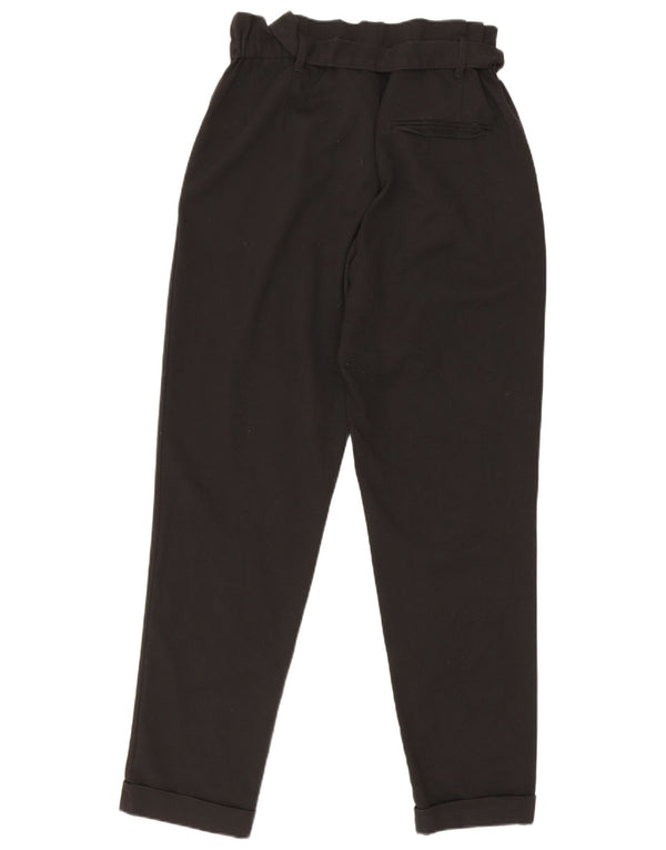 Calça casual feminina Zara Trafaluc cintura alta cônica XS W24 L26 preta