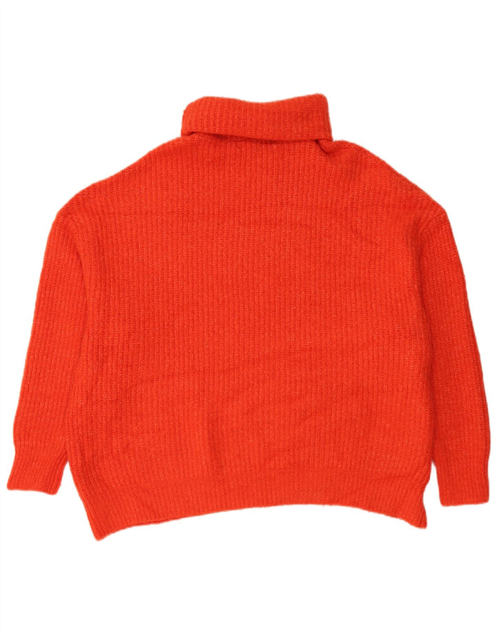 Zara Suéter feminino oversized com gola redonda Reino Unido 16 grande laranja acrílico