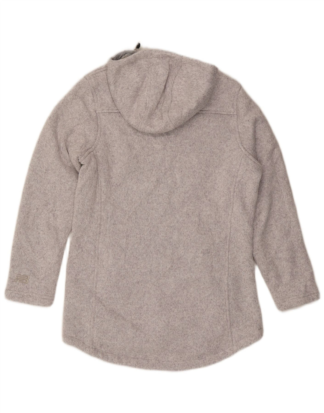 Suéter feminino New Balance com capuz e zíper Reino Unido 14 poliéster cinza médio