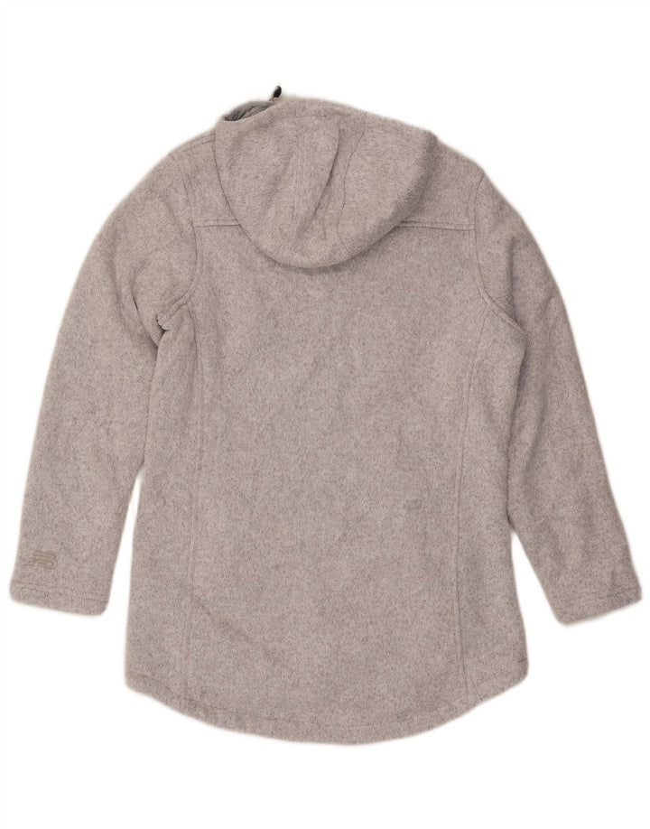 Suéter feminino New Balance com capuz e zíper Reino Unido 14 poliéster cinza médio