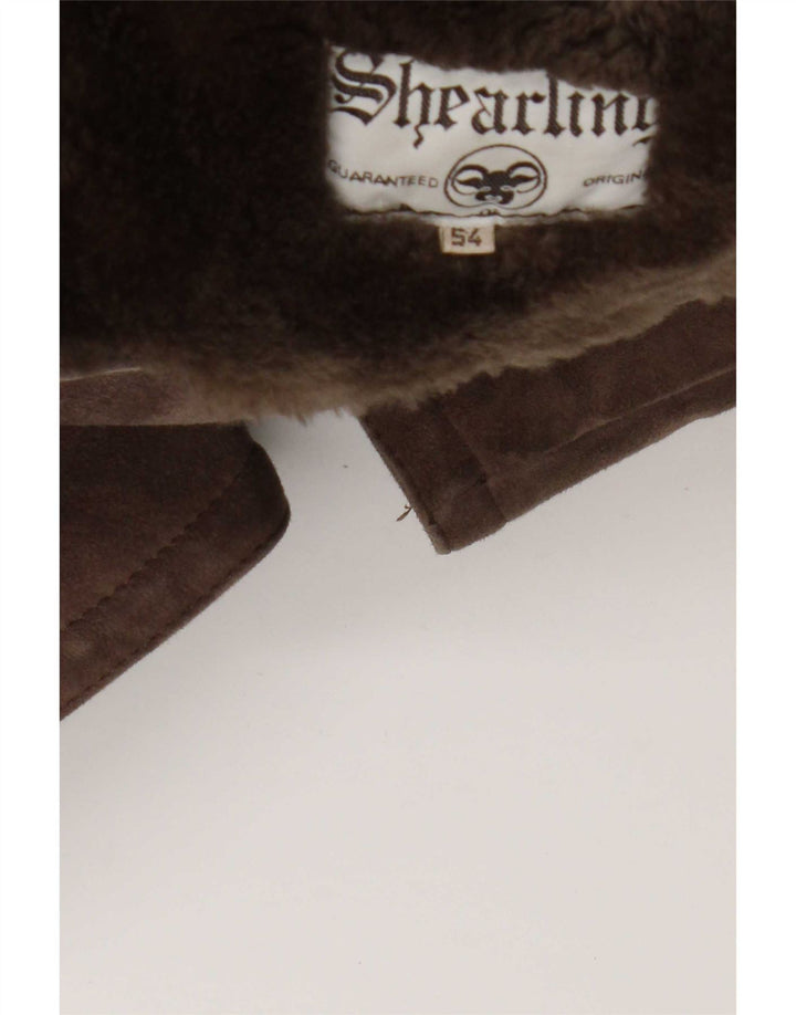 Jaqueta masculina vintage de shearling IT 54 2XL marrom shearling