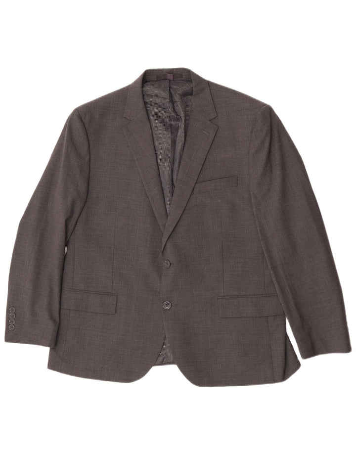 Jaqueta blazer masculina de 2 botões Marks & Spencer UK 44 XL cinza xadrez lã