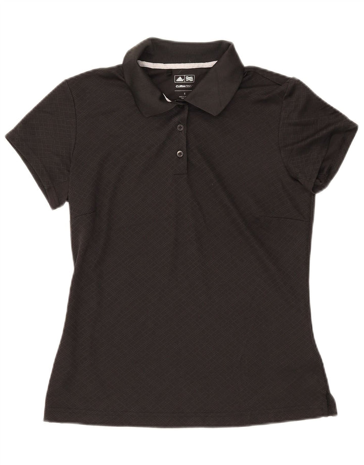 ADIDAS Womens Climacool Polo Shirt UK 10 Small Black Geometric Poliéster