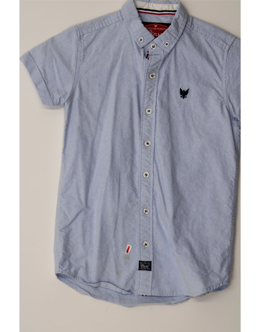 DIESEL Boys Short Sleeve Shirt 7-8 Years Blue Cotton Vintage Diesel and Second-Hand Diesel from Messina Hembry 