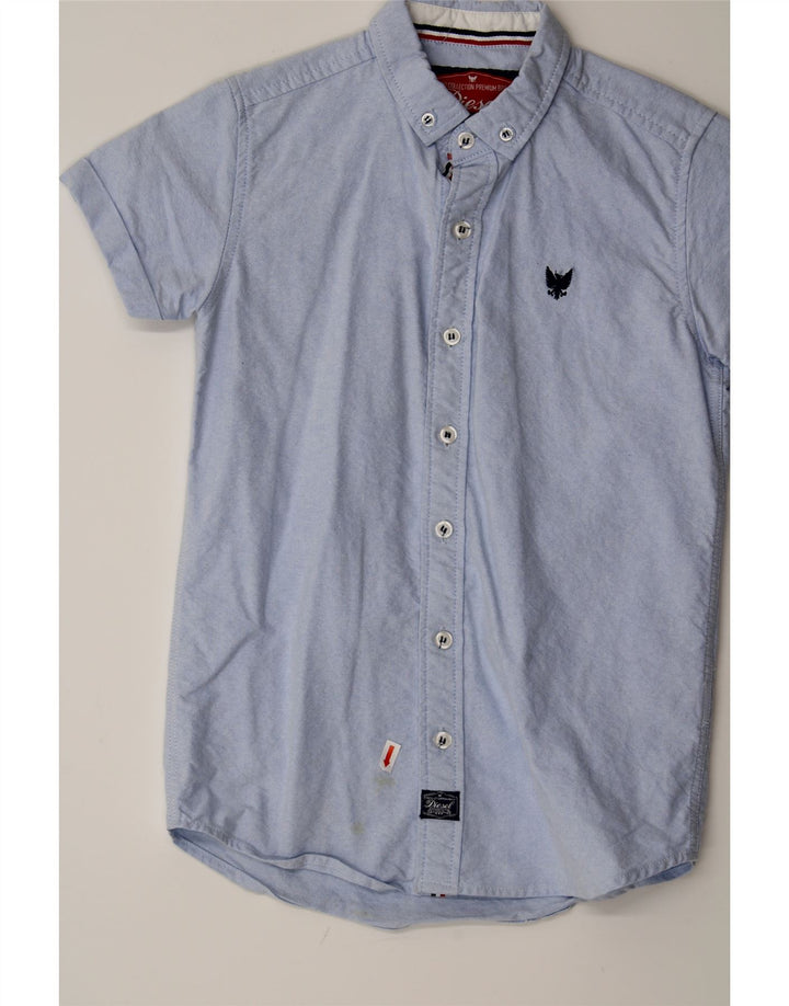 DIESEL Boys Short Sleeve Shirt 7-8 Years Blue Cotton Vintage Diesel and Second-Hand Diesel from Messina Hembry 