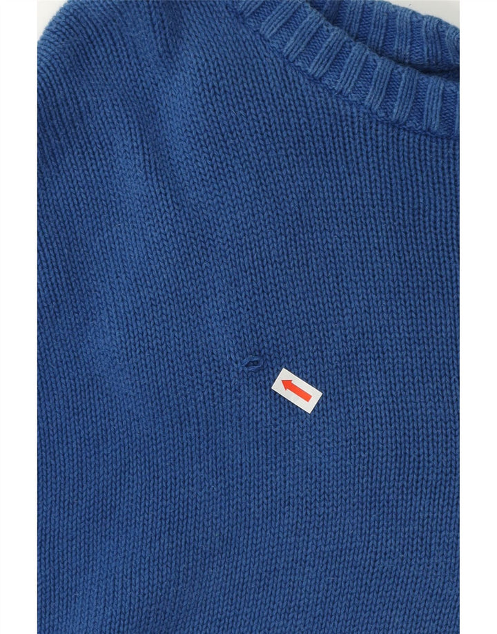 Suéter masculino Chaps com gola redonda grande 4XL algodão azul