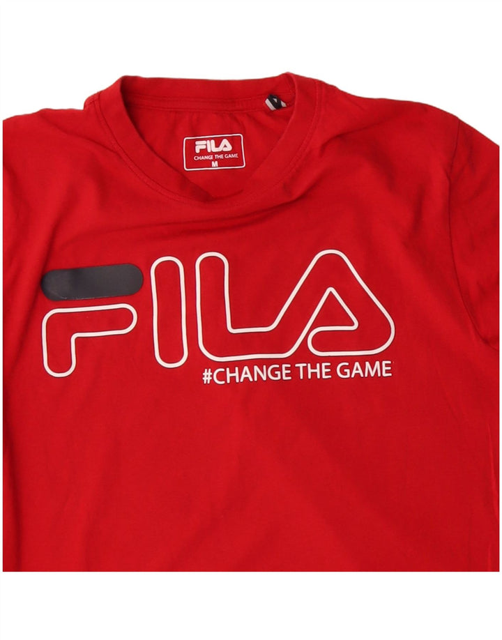 FILA Mens Graphic Top Manga Longa Médio Algodão Vermelho