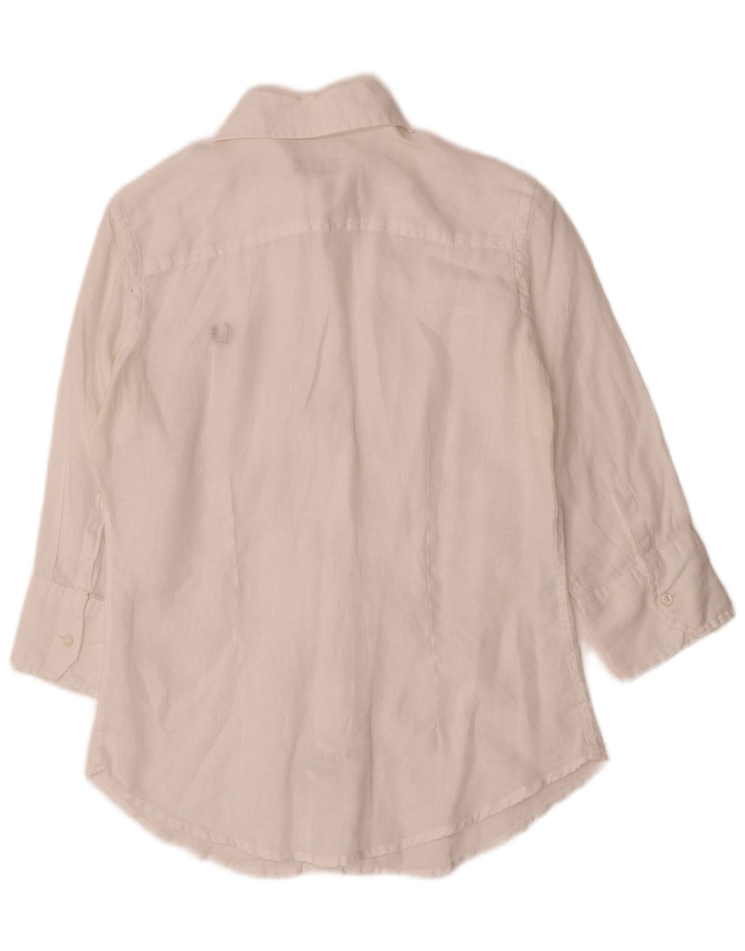 Camisa feminina de manga 3/4 Fred Perry UK 10 pequena linho branco