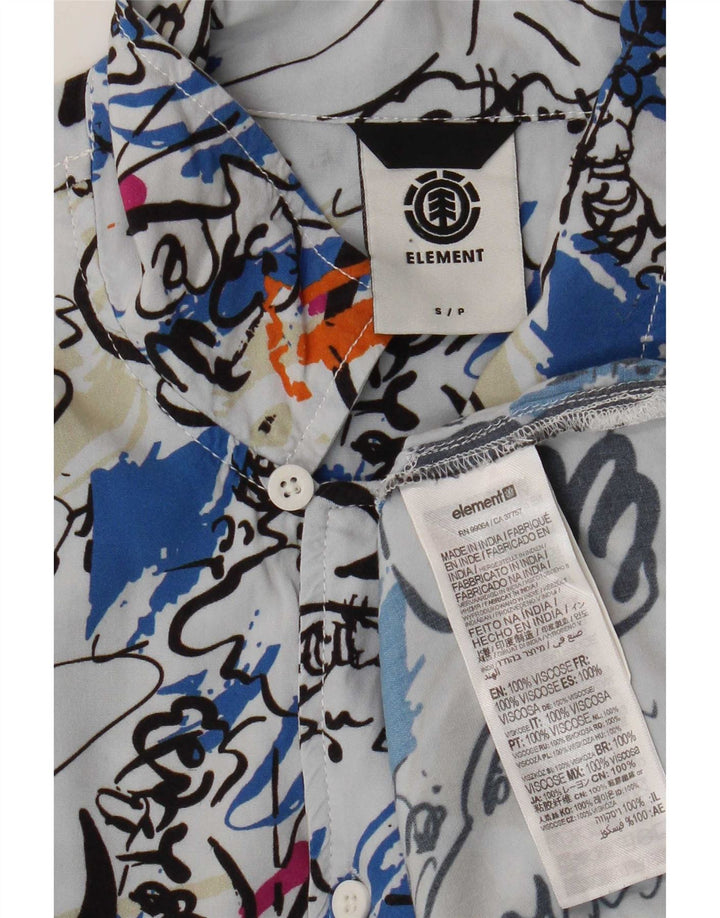 Element Camisa masculina de manga curta com estampa abstrata pequena azul viscose