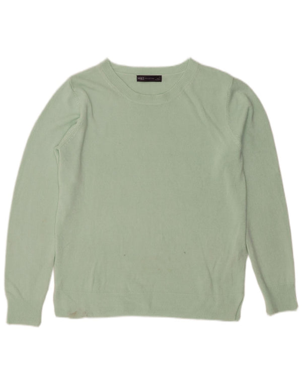 Suéter feminino Marks & Spencer com gola canoa Reino Unido 12 acrílico verde médio