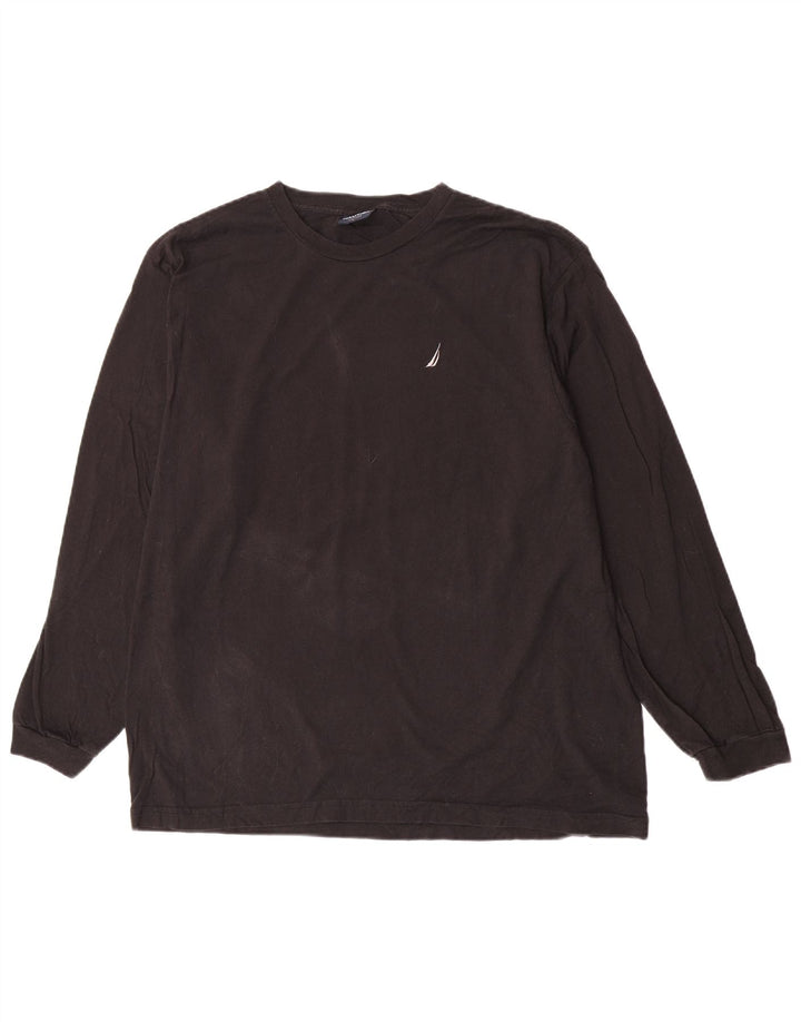 Top masculino NAUTICA de manga comprida grande algodão preto