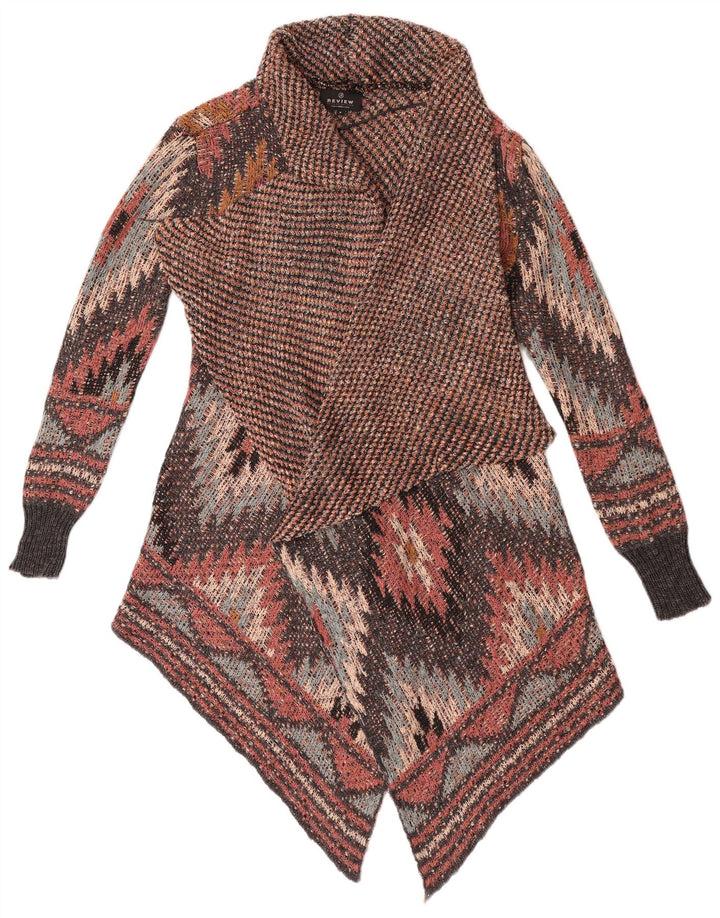 Opiniões Suéter Cardigan Assimétrico Feminino UK 10 Small Multicolored Aztec