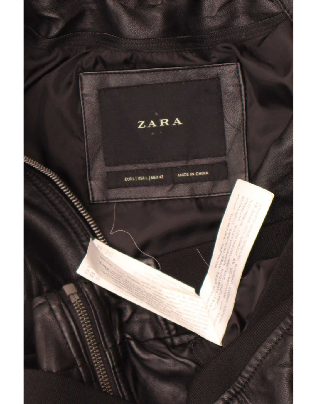 Zara Jaqueta bomber masculina de couro sintético Reino Unido 40 grande poliéster preto