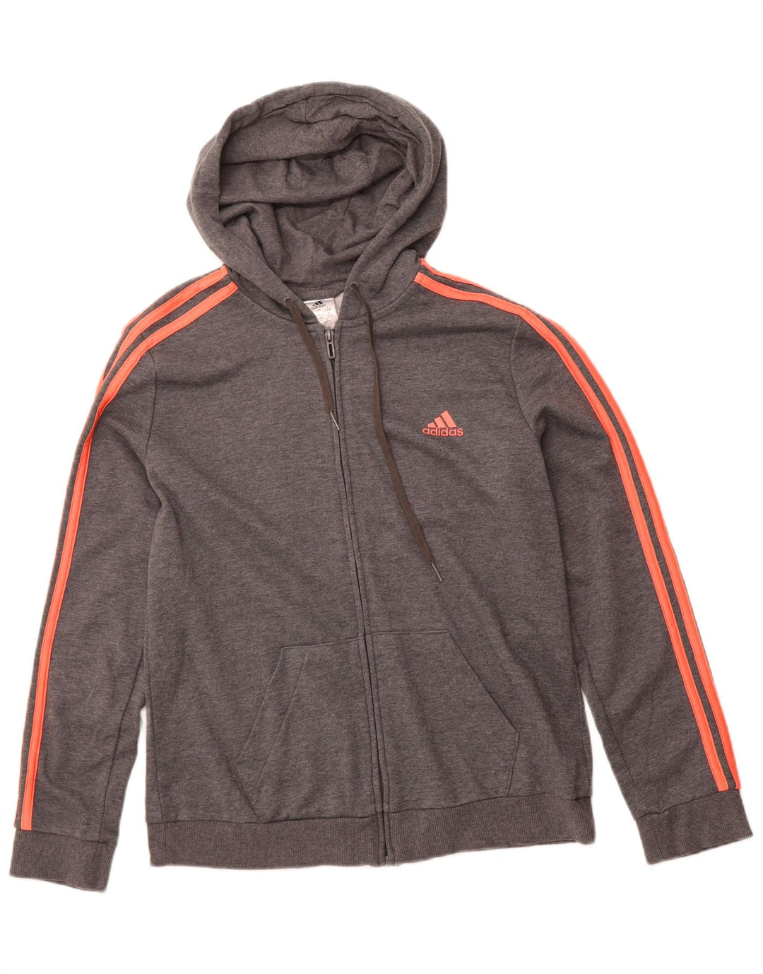 Suéter adidas feminino com capuz e zíper UK 16/18 grande algodão cinza