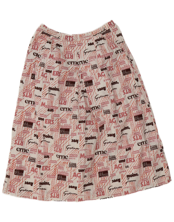 Saia feminina vintage estampada cintura alta evasê W28 média multicolorida