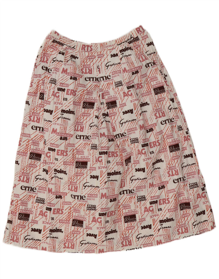 Saia feminina vintage estampada cintura alta evasê W28 média multicolorida