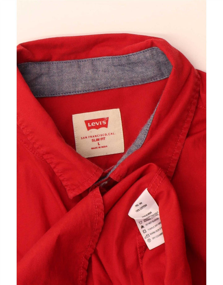Camisa Levi's Masculina Slim Fit Grande Algodão Vermelho