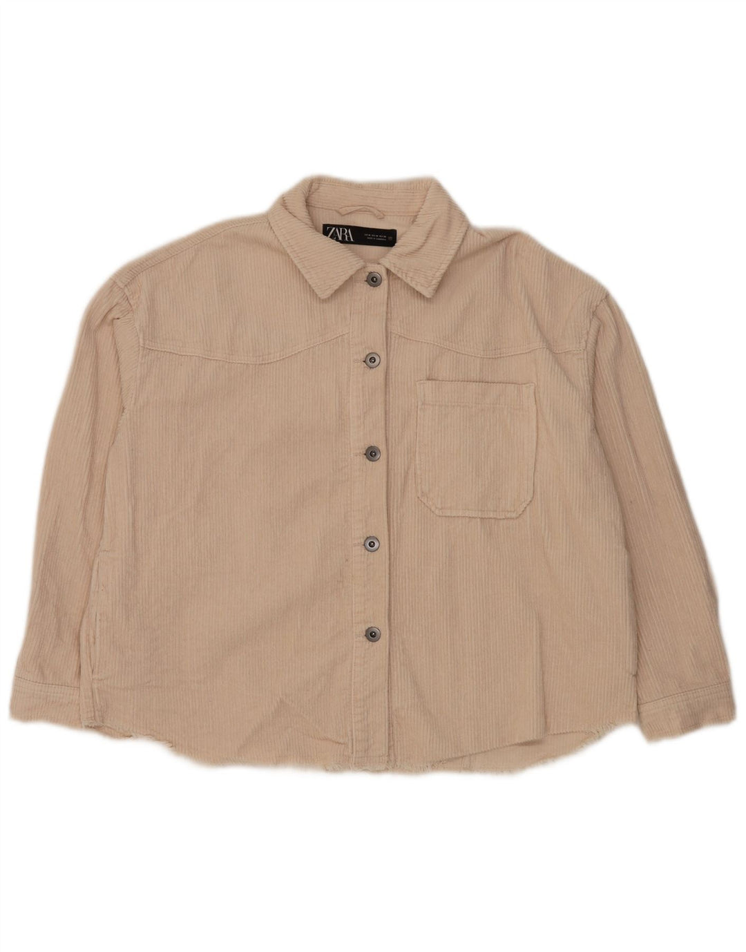 Camisa feminina de veludo cotelê ZARA UK 14 médio off white algodão