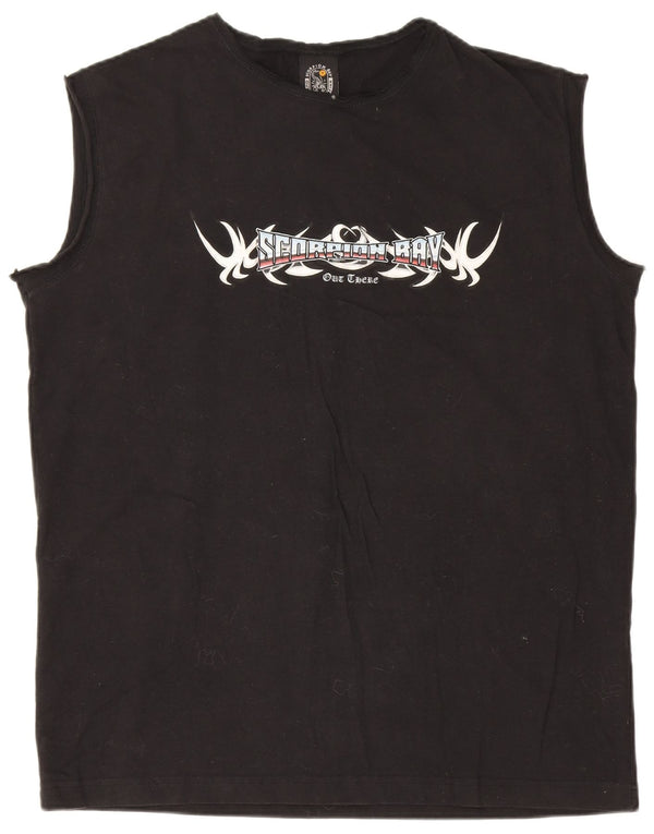 Colete gráfico masculino Scorpion Bay, top grande de algodão preto