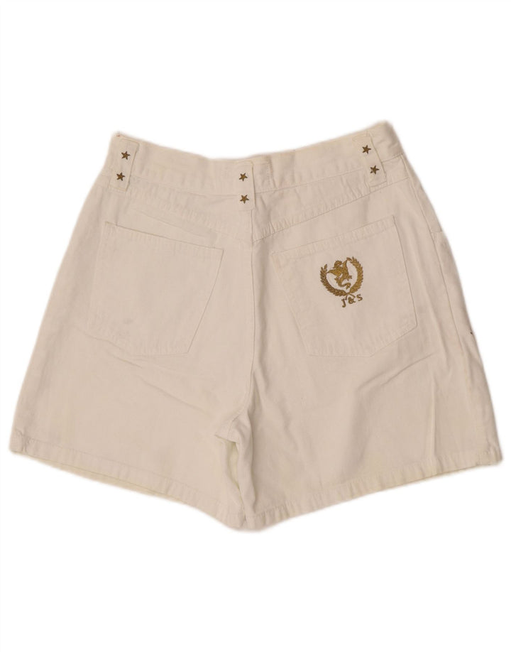 Shorts jeans feminino vintage IT 42 médio W30 algodão geométrico branco