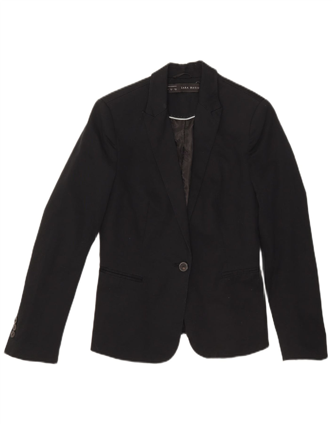 Jaqueta blazer feminina Zara com 1 botão Reino Unido 12 algodão preto médio