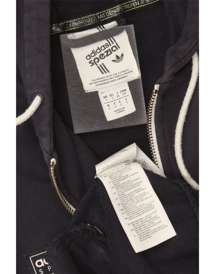 ADIDAS Suéter masculino com capuz e zíper pequeno algodão azul marinho