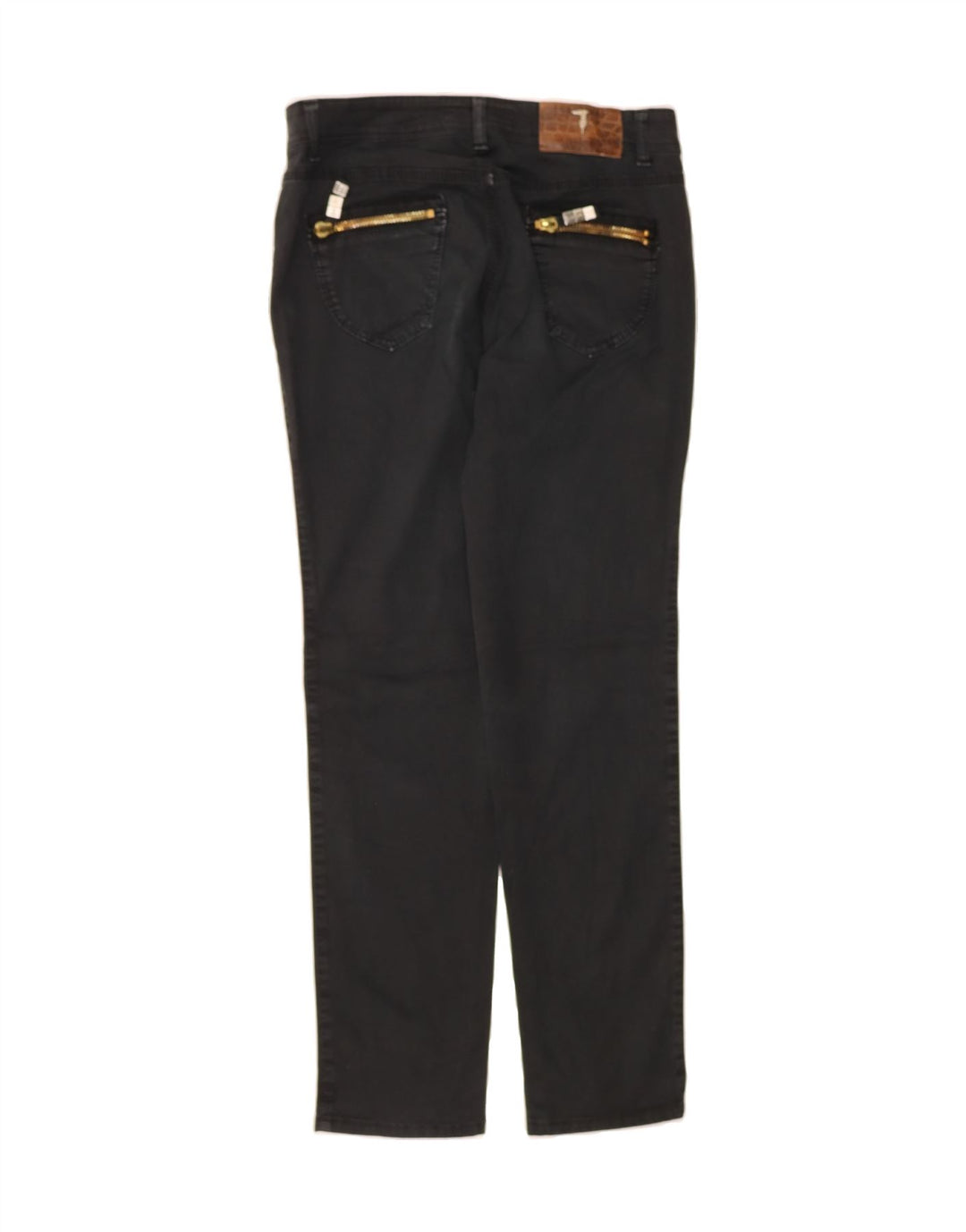TRUSSARDI Womens Slim Casual Trousers W27 L29 Black Cotton Vintage Trussardi and Second-Hand Trussardi from Messina Hembry 