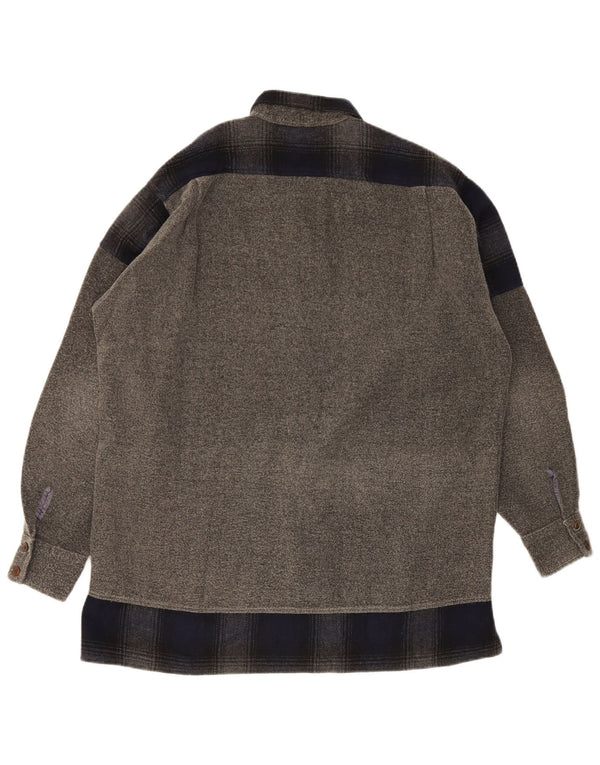Sisley Mens Overshirt Loose Fit Shirt Small Grey Colourblock Polyester