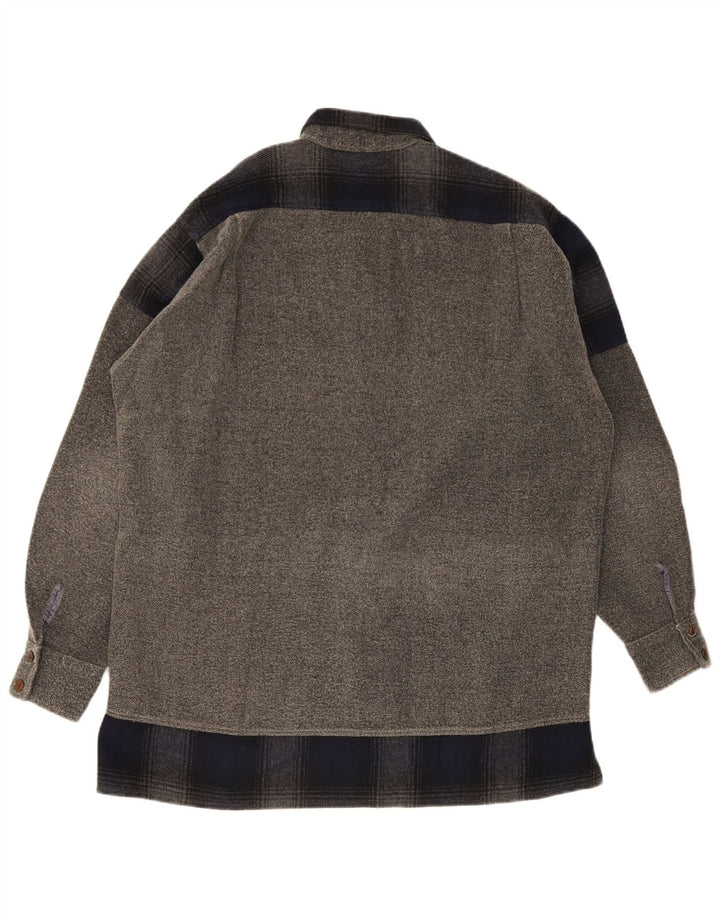 Sisley Mens Overshirt Loose Fit Camisa Pequena Cinza Colourblock Poliéster