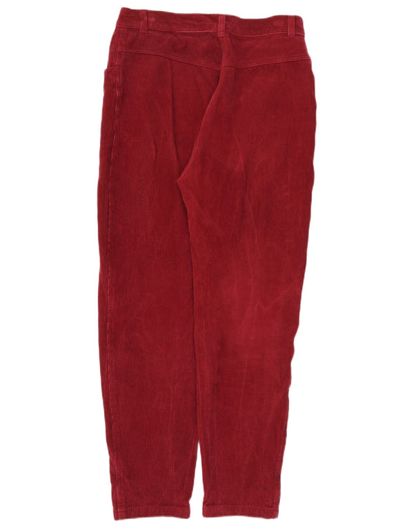 Calça feminina vintage de veludo cotelê de cintura alta EU 44 XL W34 L30 Borgonha