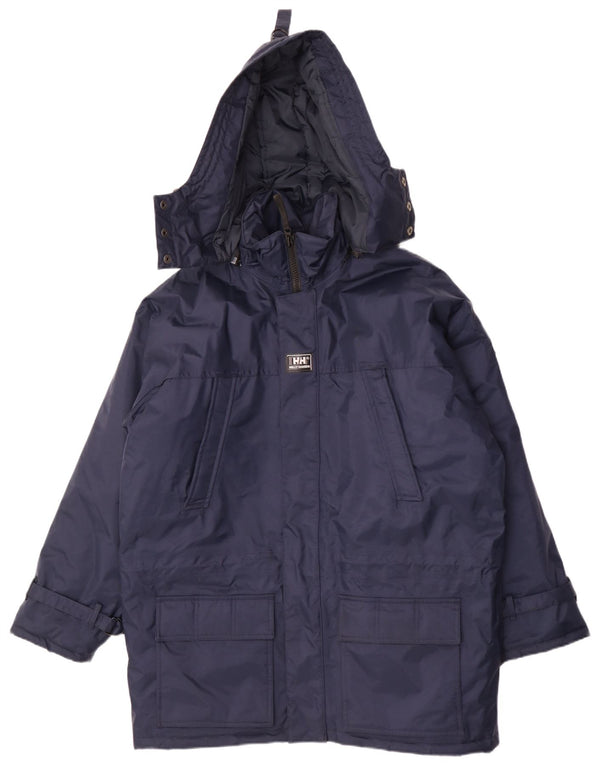 Casaco masculino acolchoado com capuz grande Helly Hansen Reino Unido 36 pequeno azul marinho