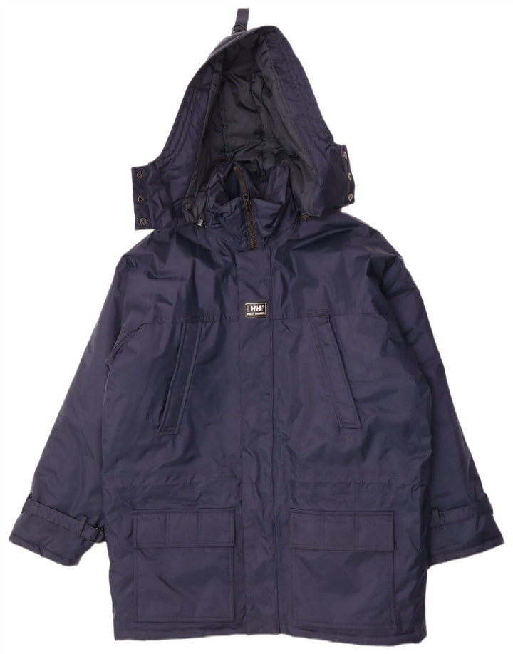 Casaco masculino acolchoado com capuz grande Helly Hansen Reino Unido 36 pequeno azul marinho