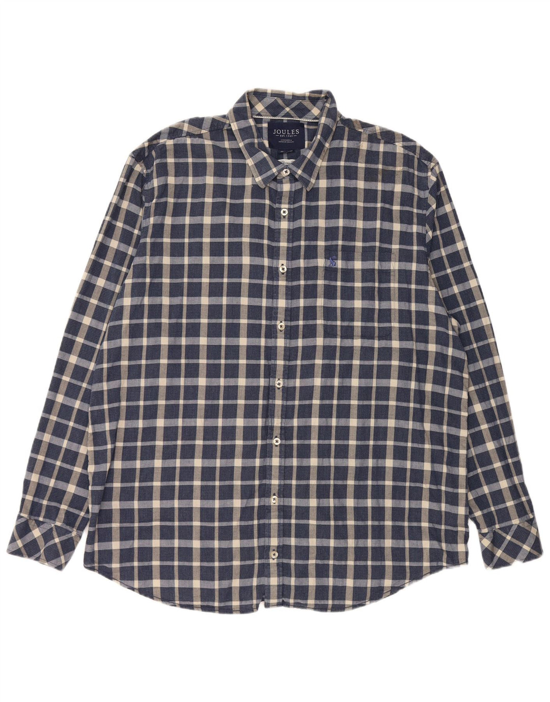Camisa masculina JOULES 2XL algodão xadrez azul marinho