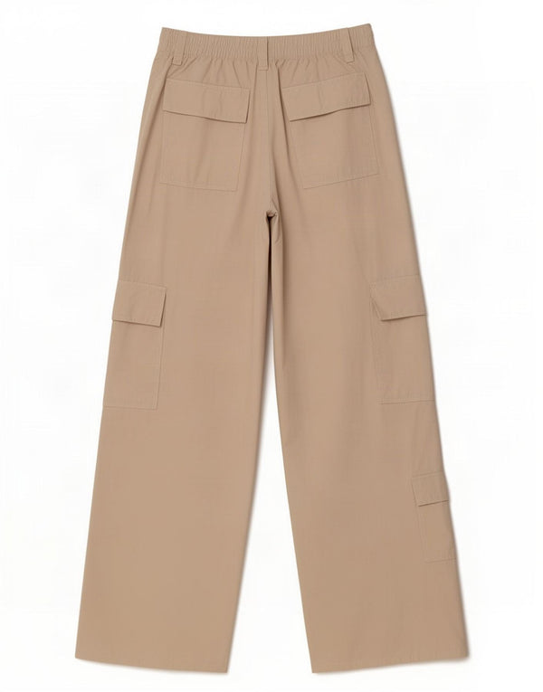Calça cargo feminina Zara com perna larga XS W25 L32 algodão bege