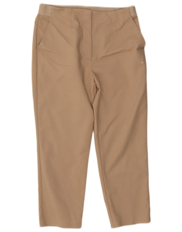 Calças cortadas femininas Marks & Spencer UK 12 médio W30 L23 algodão bege