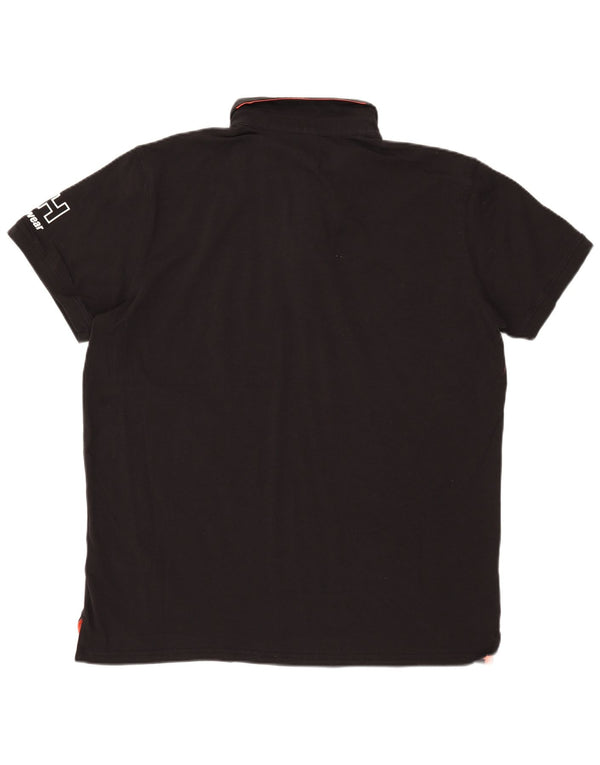 Camisa pólo gráfica masculina Helly Hansen 2XL algodão preto