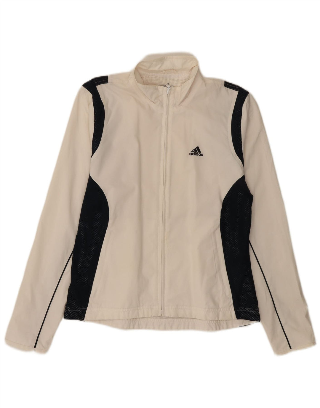 ADIDAS Womens Tracksuit Top Jacket UK 12 Medium White Colourblock