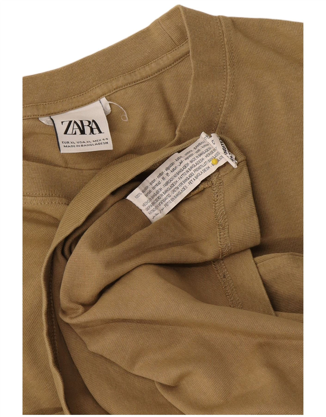 Zara Top masculino manga comprida XL algodão bege