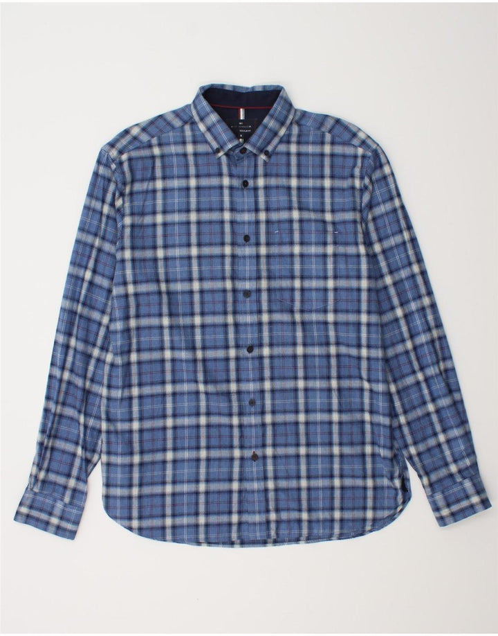 Camisa masculina de flanela MARKS & SPENCER Blue Harbor xadrez azul médio