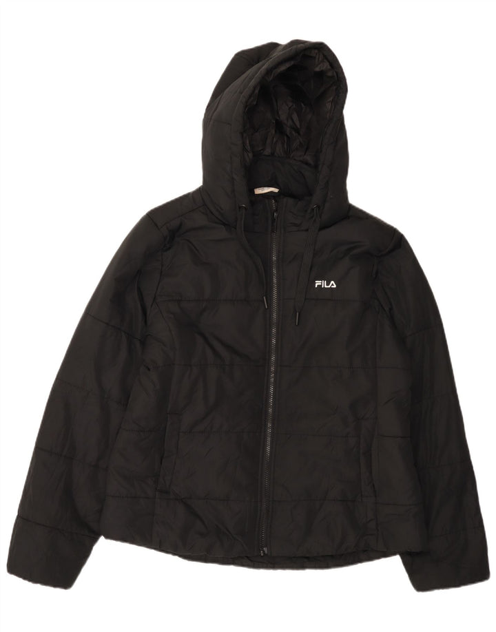 Jaqueta acolchoada com capuz feminino Fila UK 12 poliéster preto médio