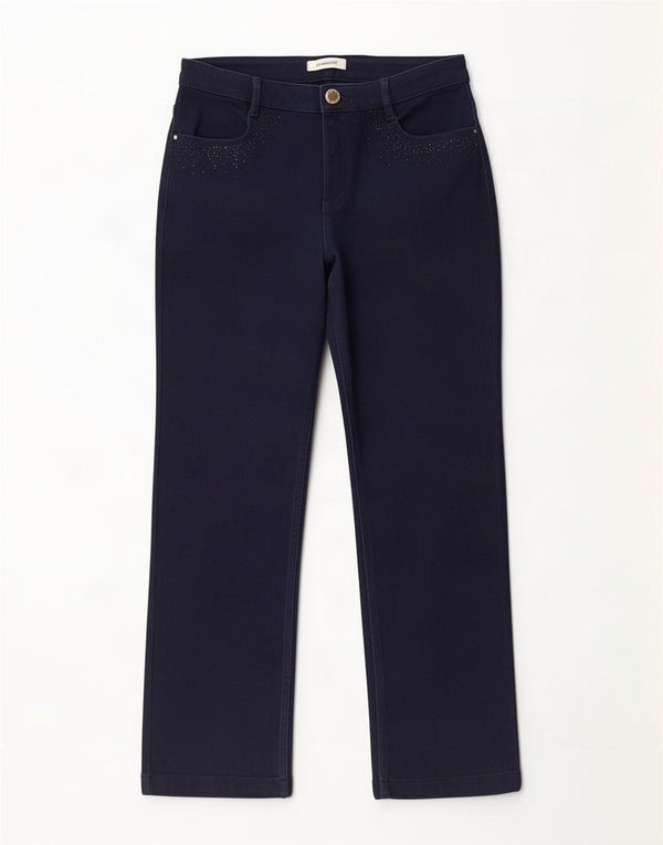 Jeans retos femininos Marks & Spencer Reino Unido 12 médio W30 L28 algodão azul marinho